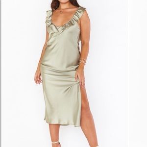 Show Me Your Mumu Serene Slip Dress - Moss Green Luxe Satin - Size M - NWT!